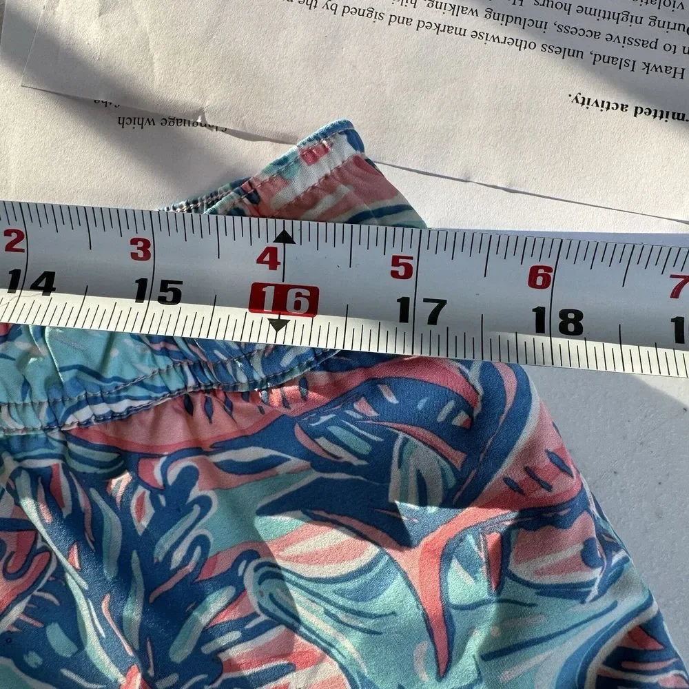 Vineyard Vines Swim Trunks Mens XL Blue Pink Fish Starfish All Over‎ Print